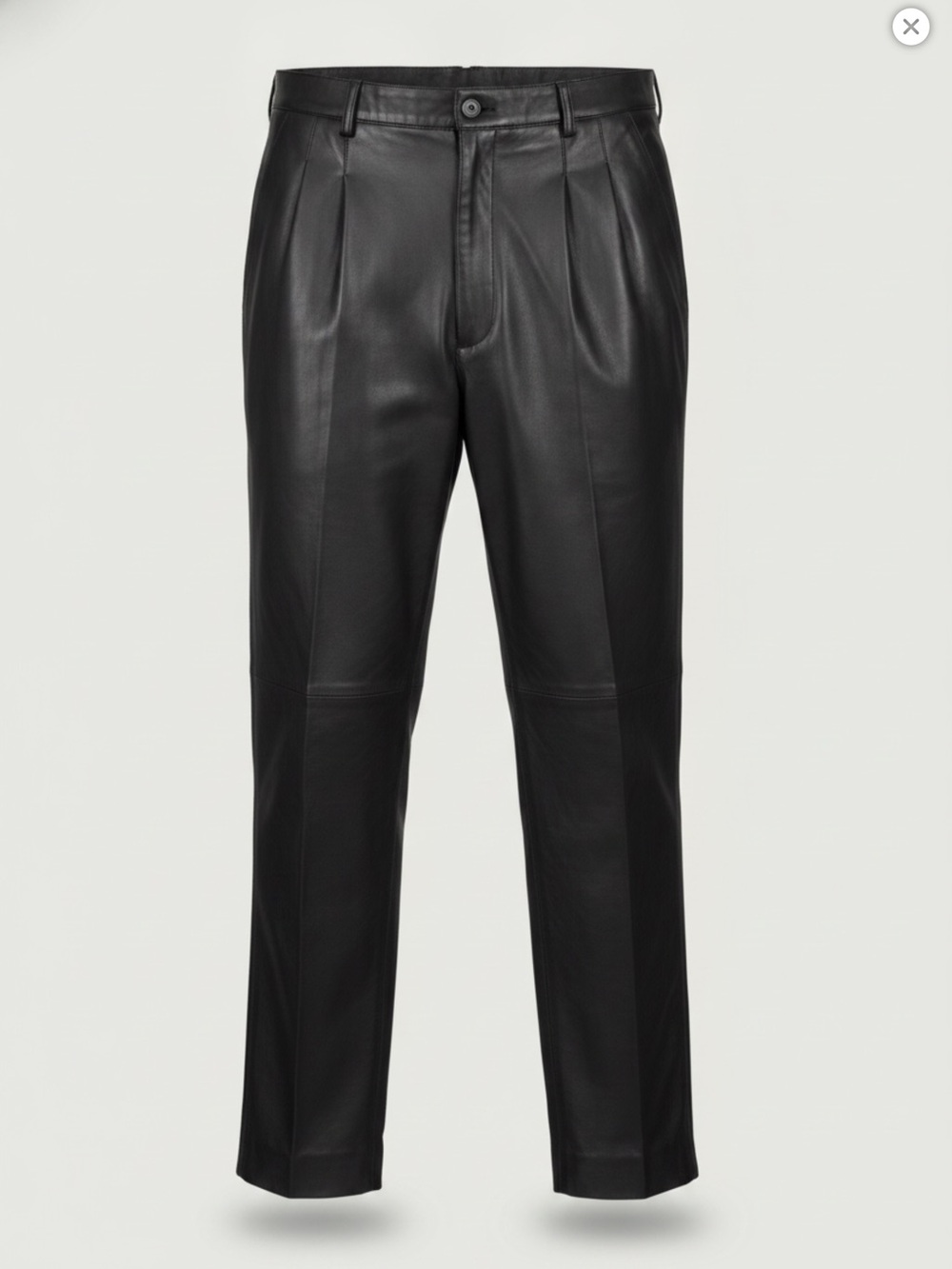 Deerskin Men's Black Leather Pleated Jeans - Classic Tailored Fit